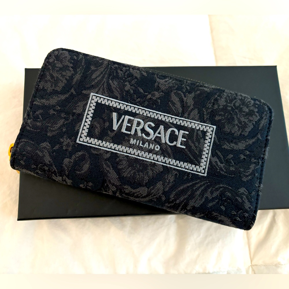 Versace Zip Jacquard Embroidered Long Wallet